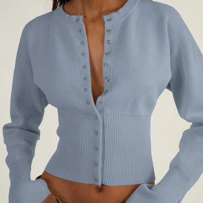 Round Neck Button Knit Cardigan