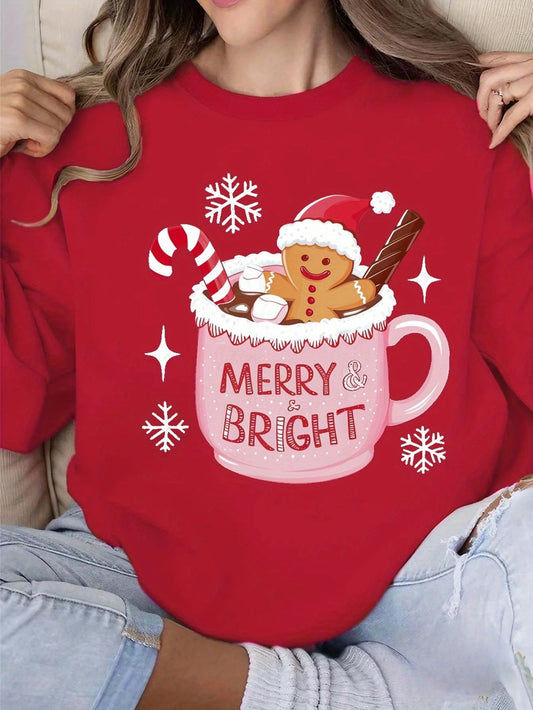 Women’s Christmas Embroidered Letter Sweatshirt