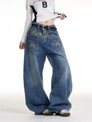 Embroidered Butterfly Jeans