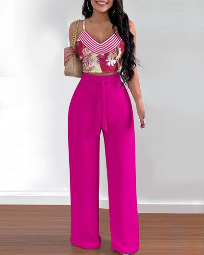 V Neck Shirred Crop Set