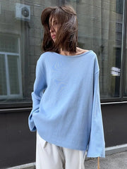 Backless Cotton Knit Sweater