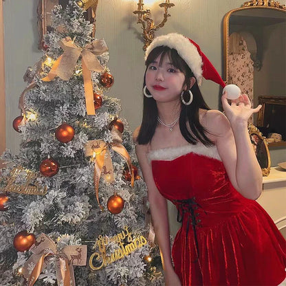 Velvet Santa Claus Mini Dress