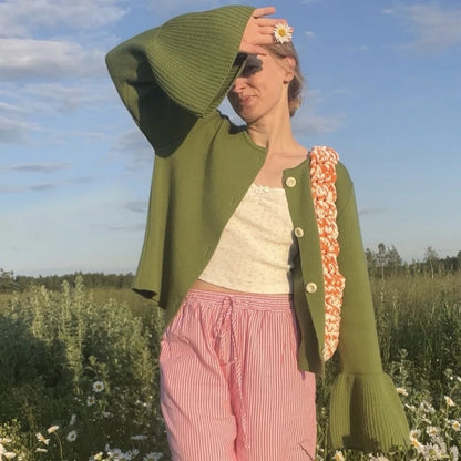 Ribbed Patchwork Knit Cardigan