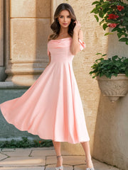 Off-Shoulder Solid Long Dress