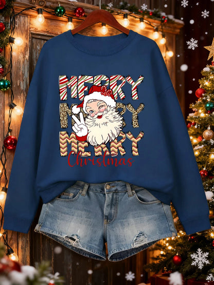 Santa Claus Print Christmas Sweatshirt