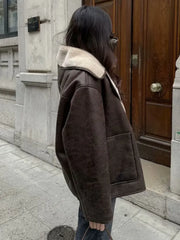 Faux Leather Fleece Jacket