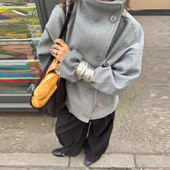 High Neck Double Button Jacket