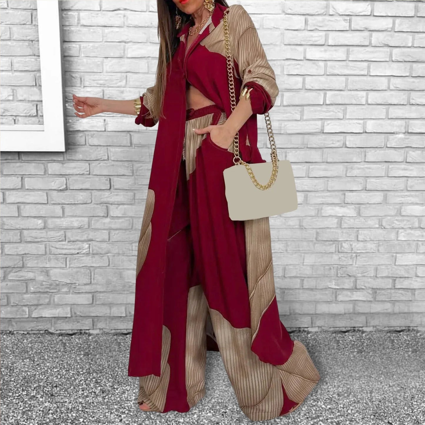 Floral Print Blouse Pants Set