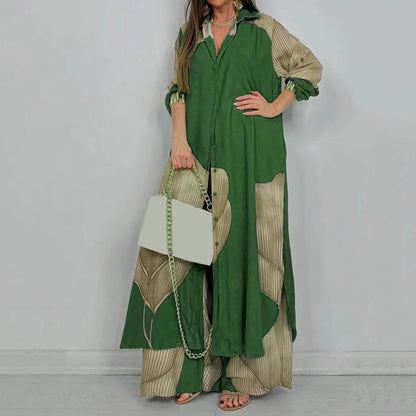 Floral Print Blouse Pants Set