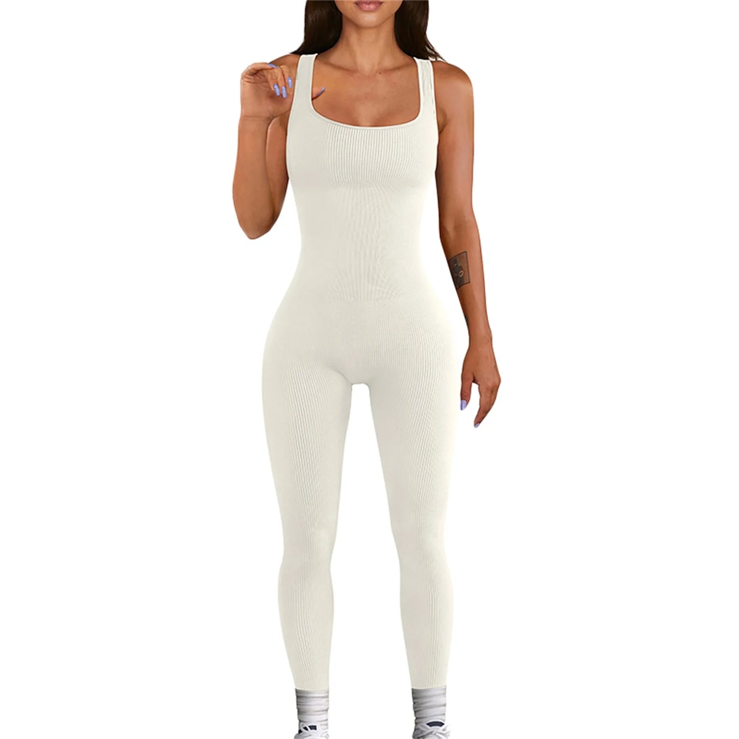Sleeveless U-Neck Bodycon Jumpsuit