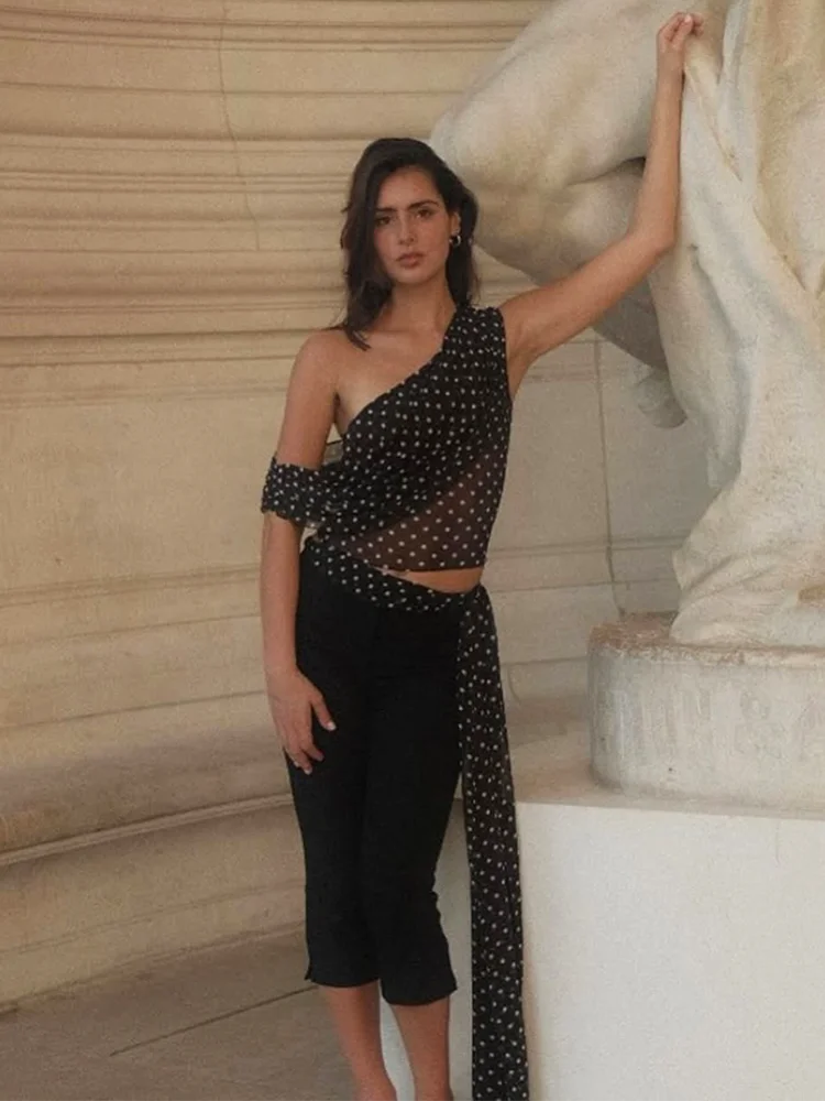 Polka Dot One Shoulder Set