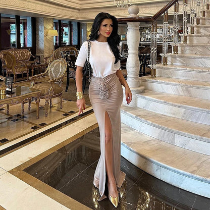 High Waist Split Slim Skirt