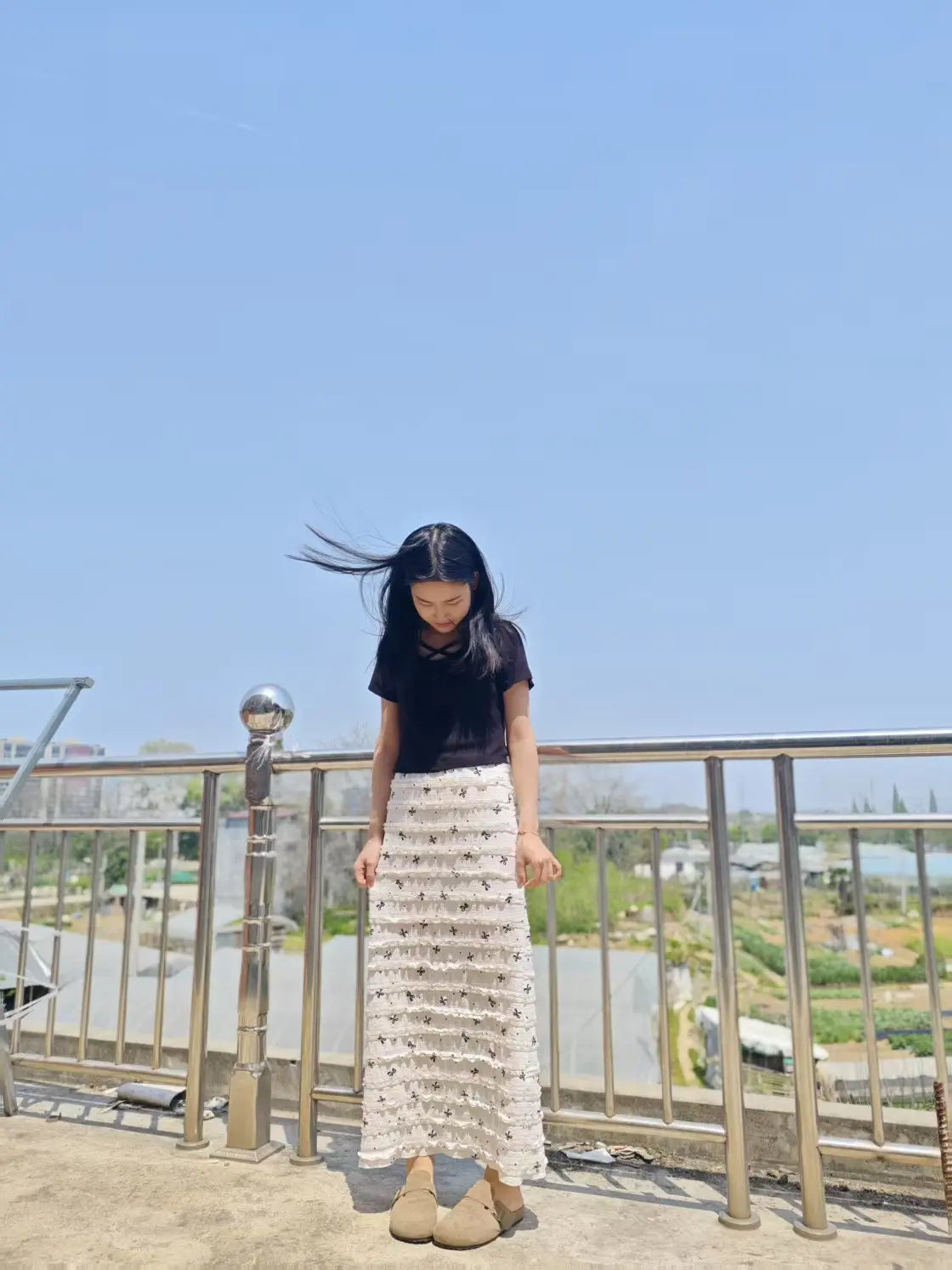 Floral Print Lace Crochet Mermaid Skirt