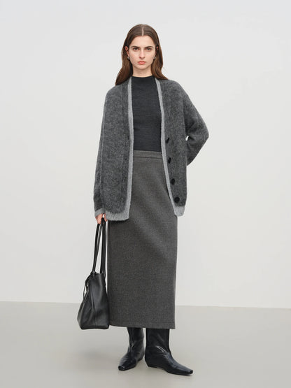 Color Block V-Neck Knit Cardigan