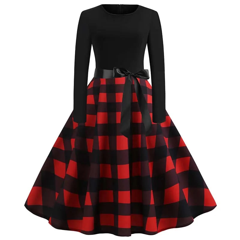 Santa Print Christmas Dress