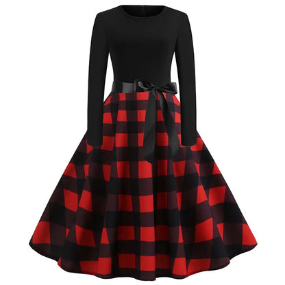 Santa Print Christmas Dress