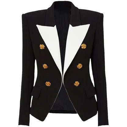 Slim Black Blazer With Rose Button