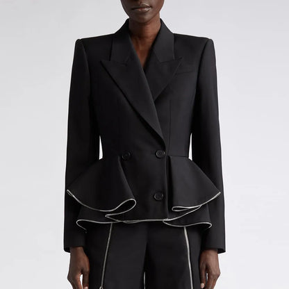 Notched Collar Solid Blazer