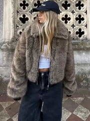 Faux Fur Lapel Coat