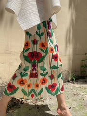 Vintage Print Midi Skirt