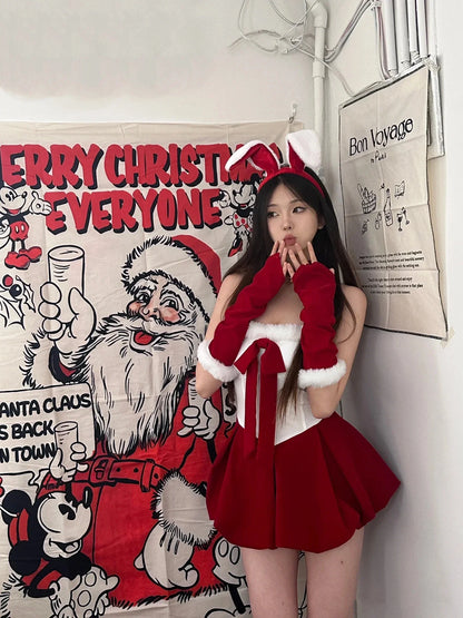 Velvet Red Bunny Christmas Dress