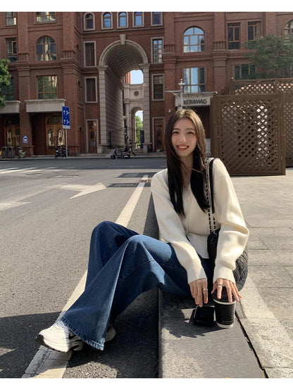 V-Neck Solid Knit Cardigan