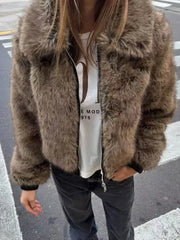 Faux Fur Lapel Coat