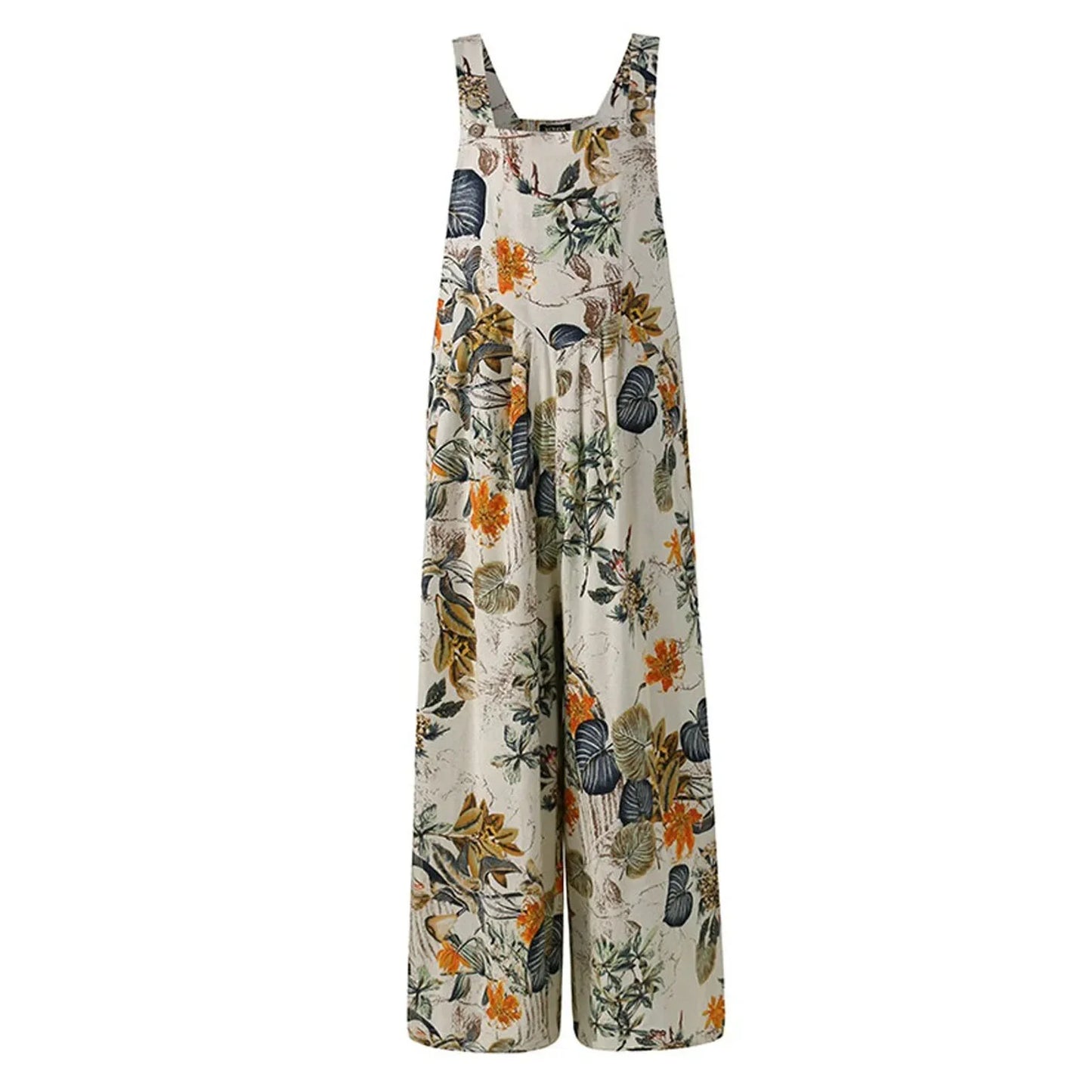 Floral Square Neck Cotton Jumpsuit
