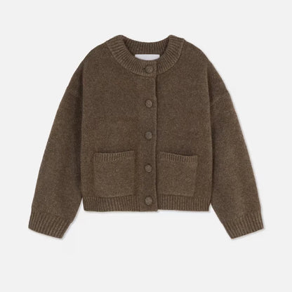 Solid Button V-Neck Cardigan