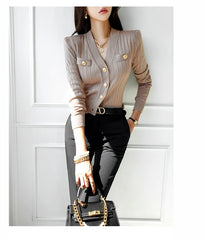 V Neck Knit Cardigan