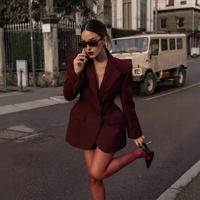 Slim Waist Double Breasted Blazer