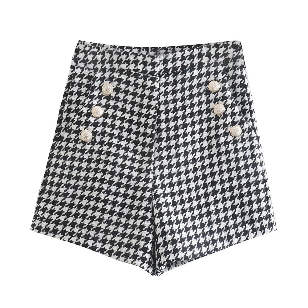 Double Breasted Houndstooth Blazer