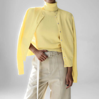 O-Neck Single-Breasted Knit Cardigan