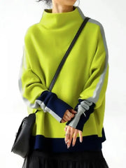 Contrast Color High Neck Sweatshirt