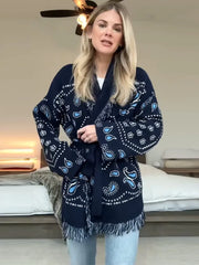 Fringed Hem Knit Cardigan