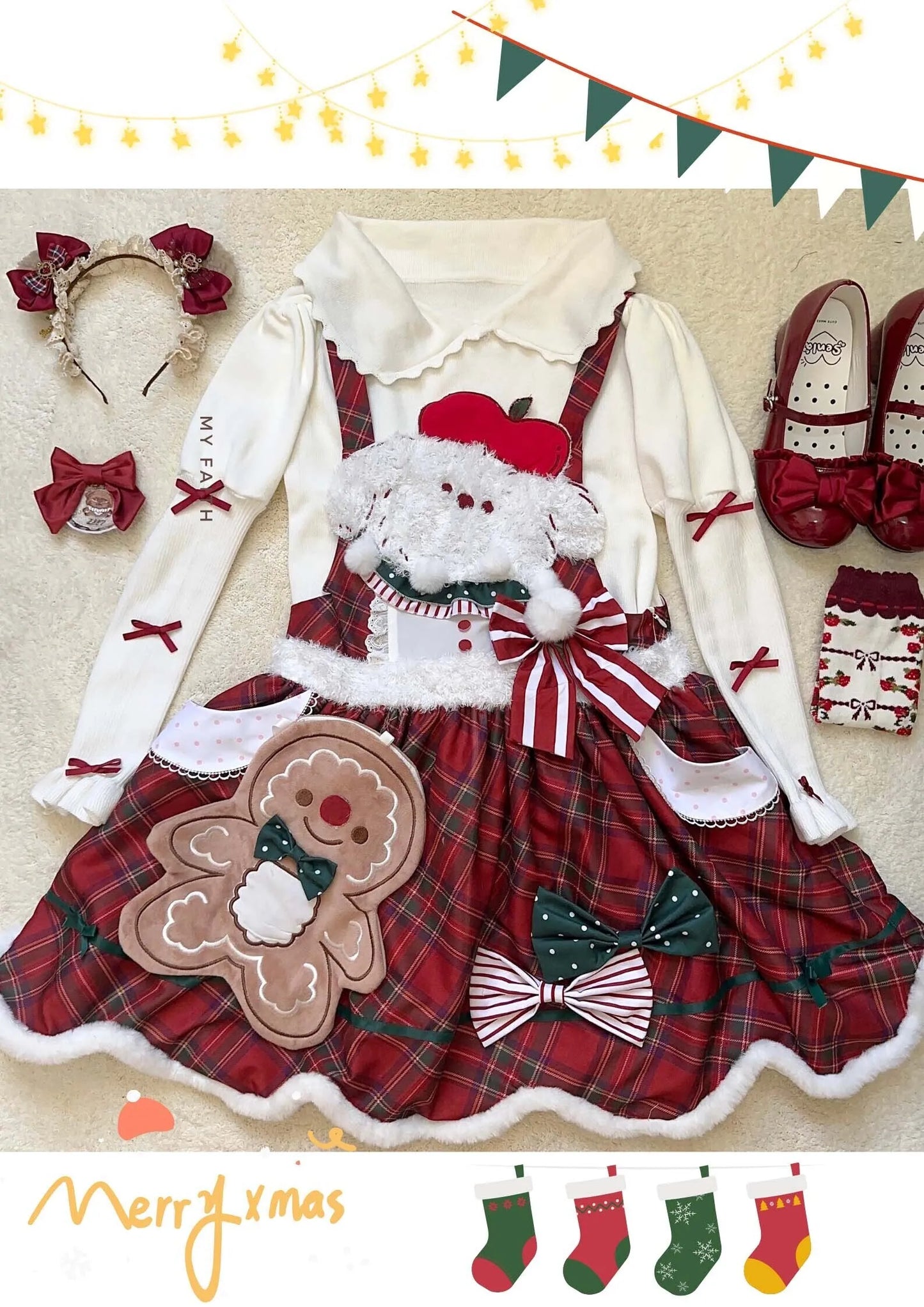 Red Lolita Christmas Cape Dress