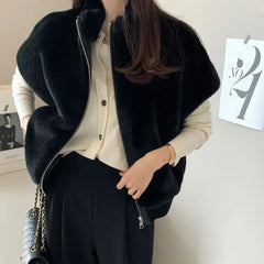 Water Rabbit Fur Zipper Vest