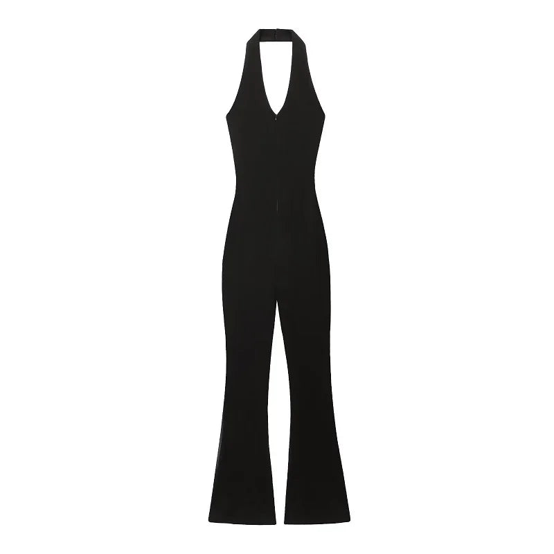 Backless Flare Leg Jumpsuit