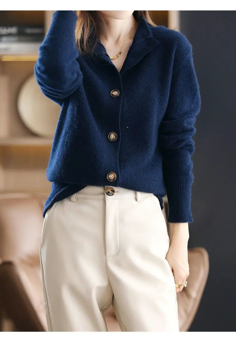 Stand Collar Knit Cardigan