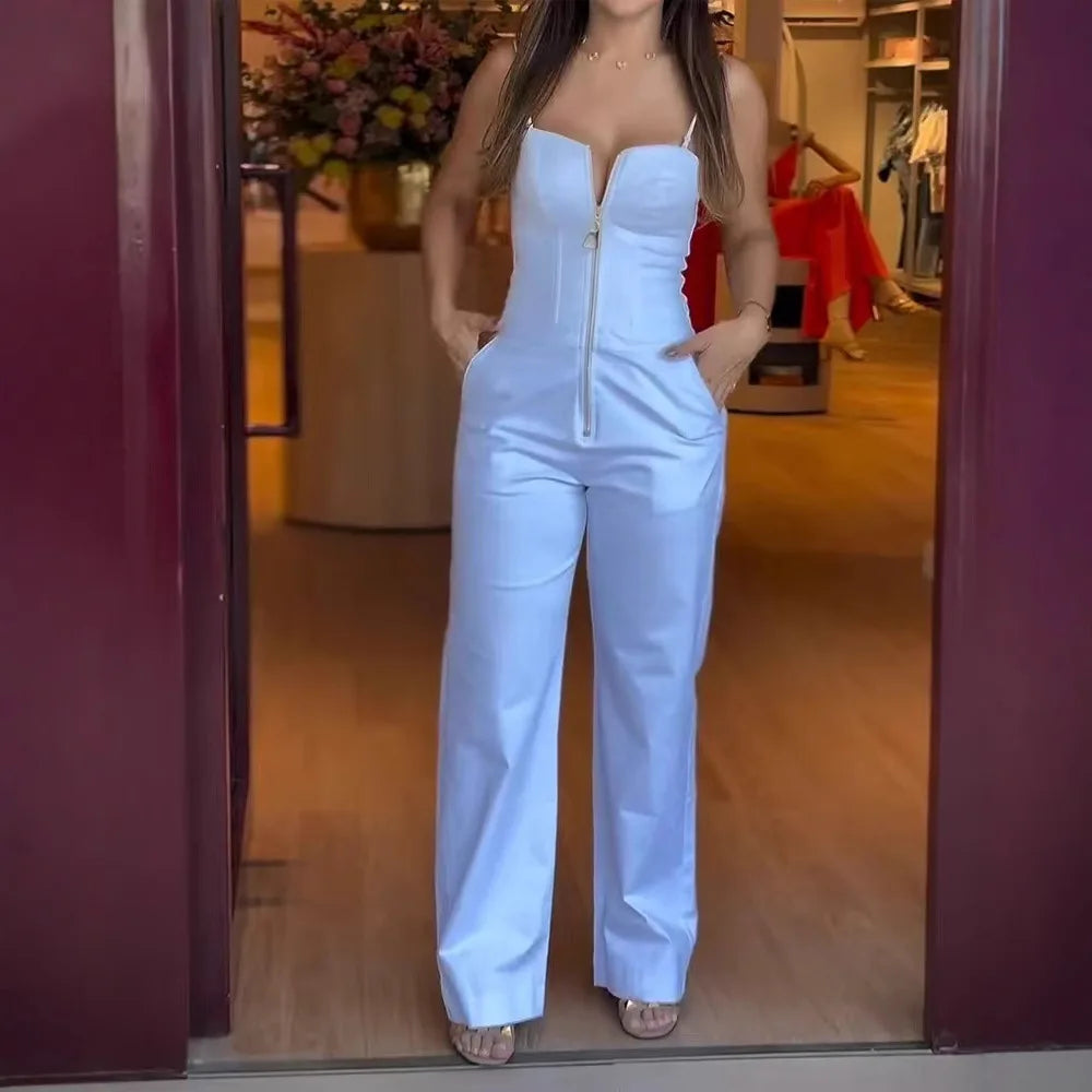 Zip Front High Waist Jumpsuit