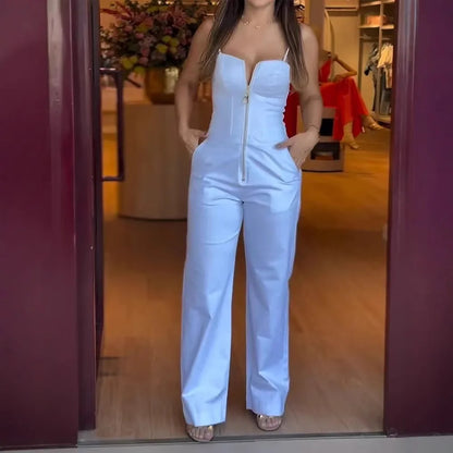 Zip Front High Waist Jumpsuit