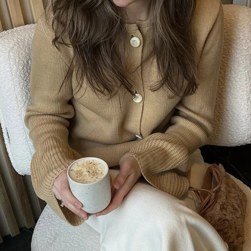 Ribbed Patchwork Knit Cardigan