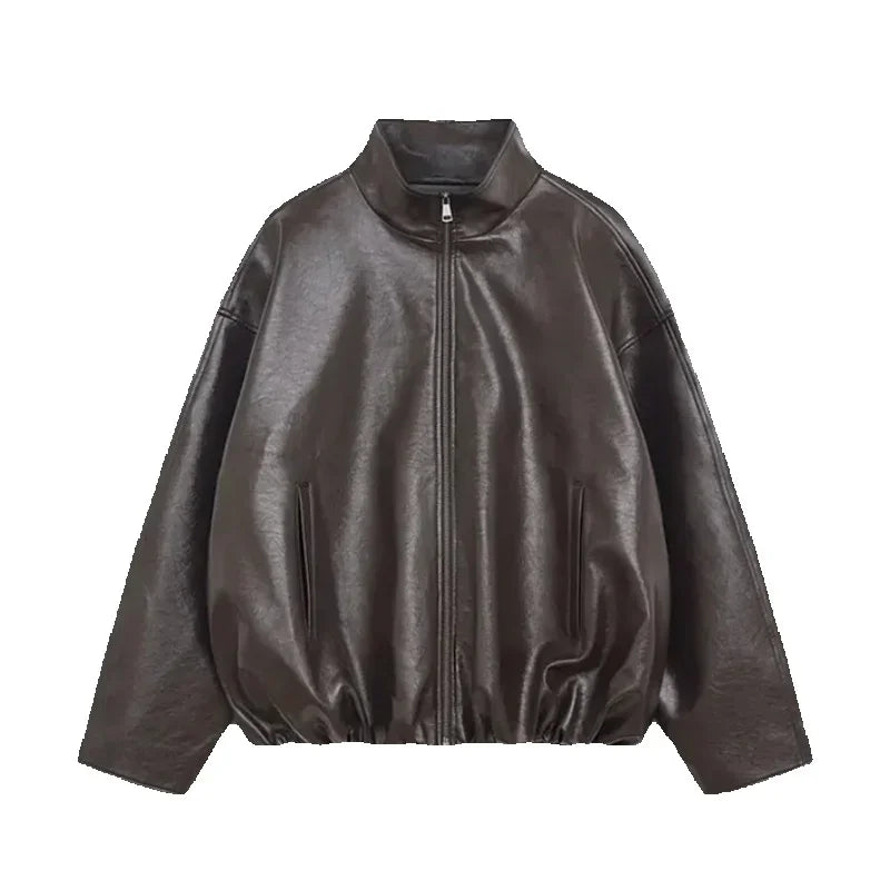 Green Faux Leather Jacket Pants Set