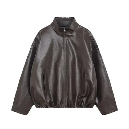 Green Faux Leather Jacket Pants Set