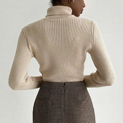 Mock Neck Ribbed Knit Sweater