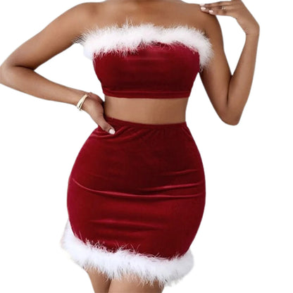 Women’s Christmas Crop Top & Mini Skirt Set