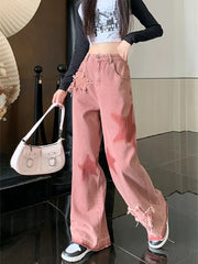 Star Embroidered High Waist Jeans