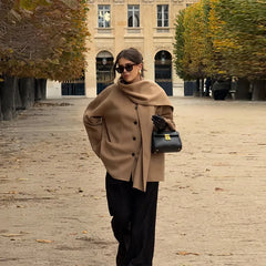 Scarf Collar Short Coat