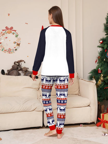 Raglan Sleeve Navy & White Top & Festive Pants Set