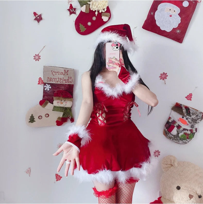 Off-Shoulder Santa Dress